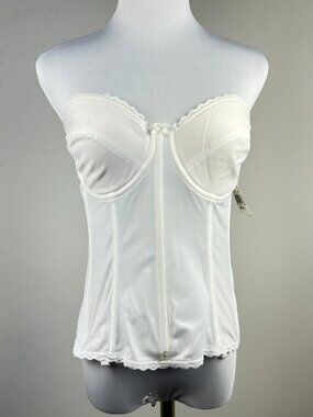 White Corset‎ Bustier Strapless Boned Underwire Stretch NWT